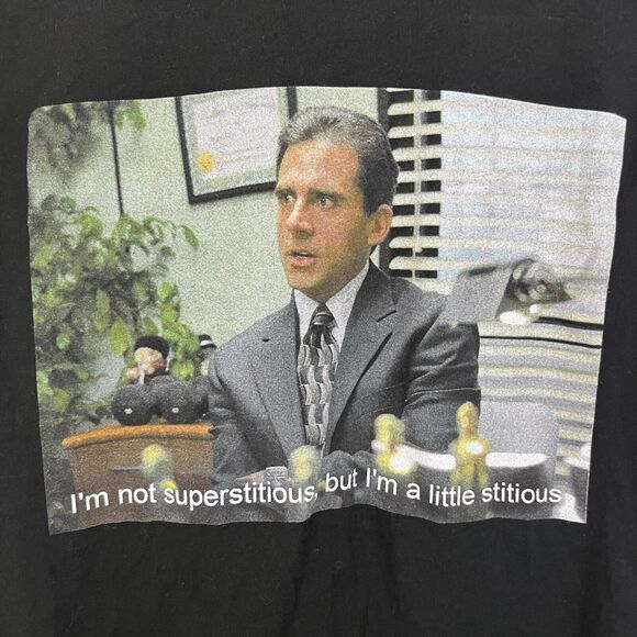 The Office Michael Scott I’m A Little Stitious Graphic Tee Mens S Small - Picture 2 of 4